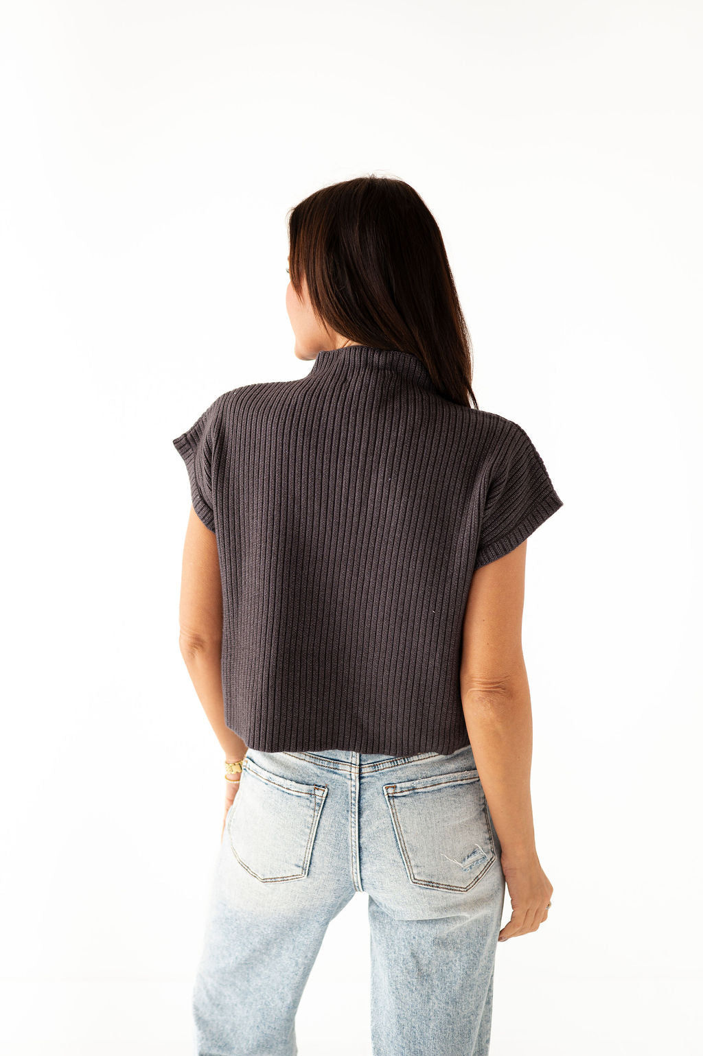 Rainee Sweater Top in Charcoal