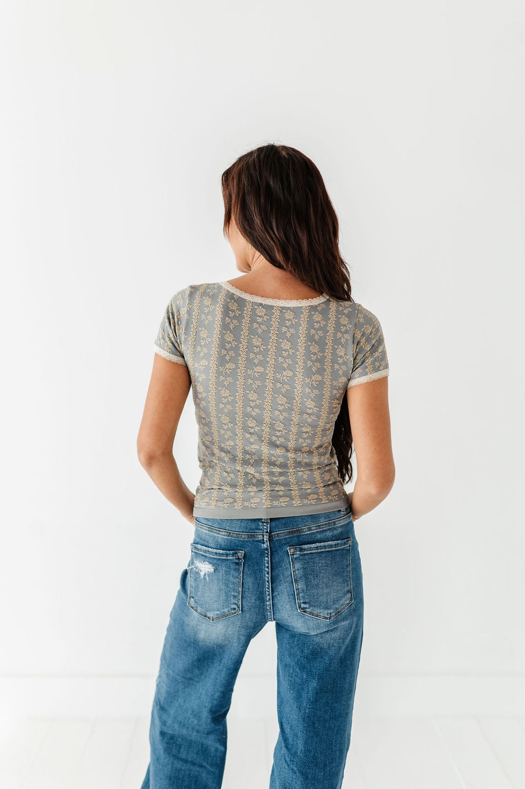 Celine Floral Top in Blue