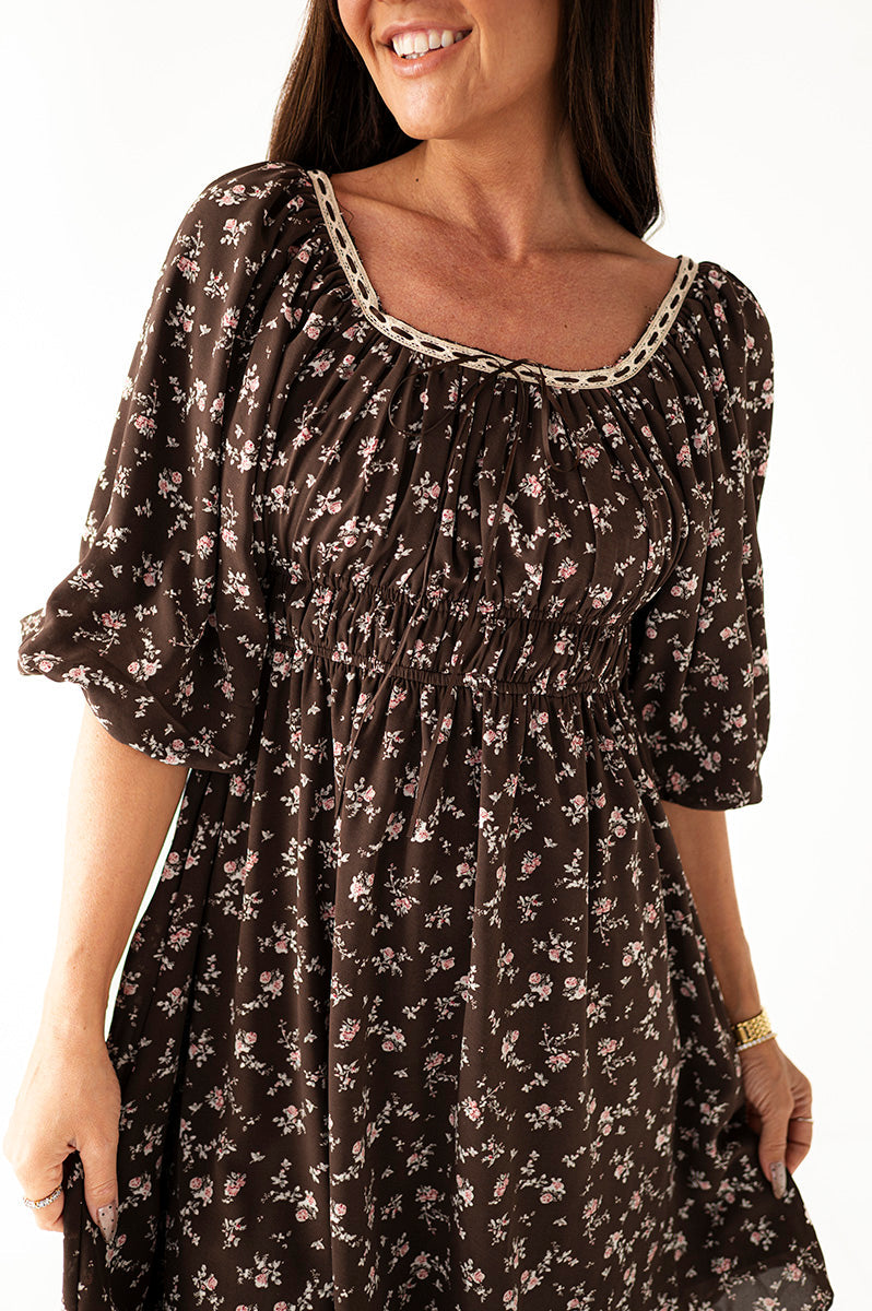 Gianna Dress in Brown