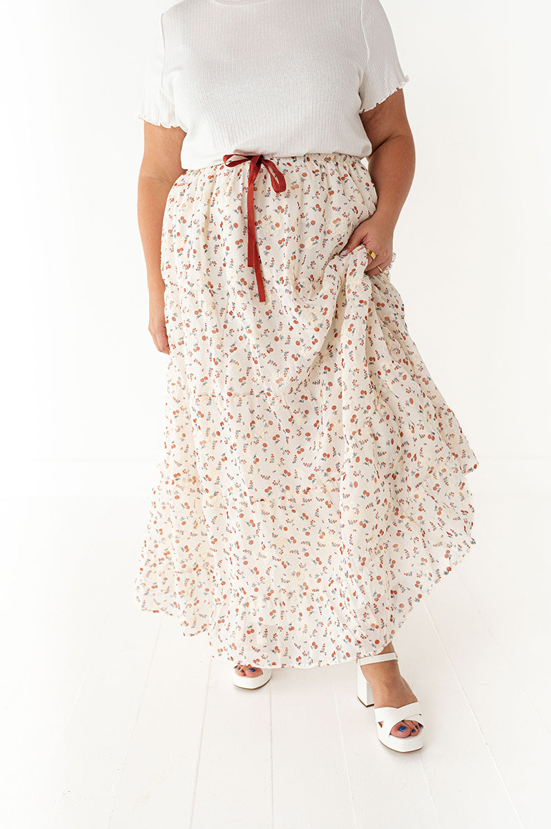 Cerise Tiered Skirt