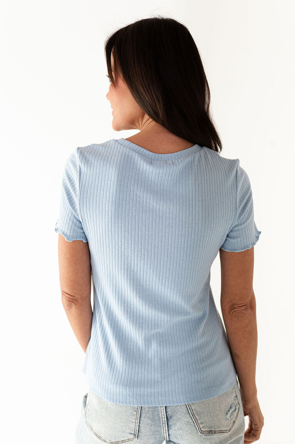 Natalie Pointelle Tee in Blue