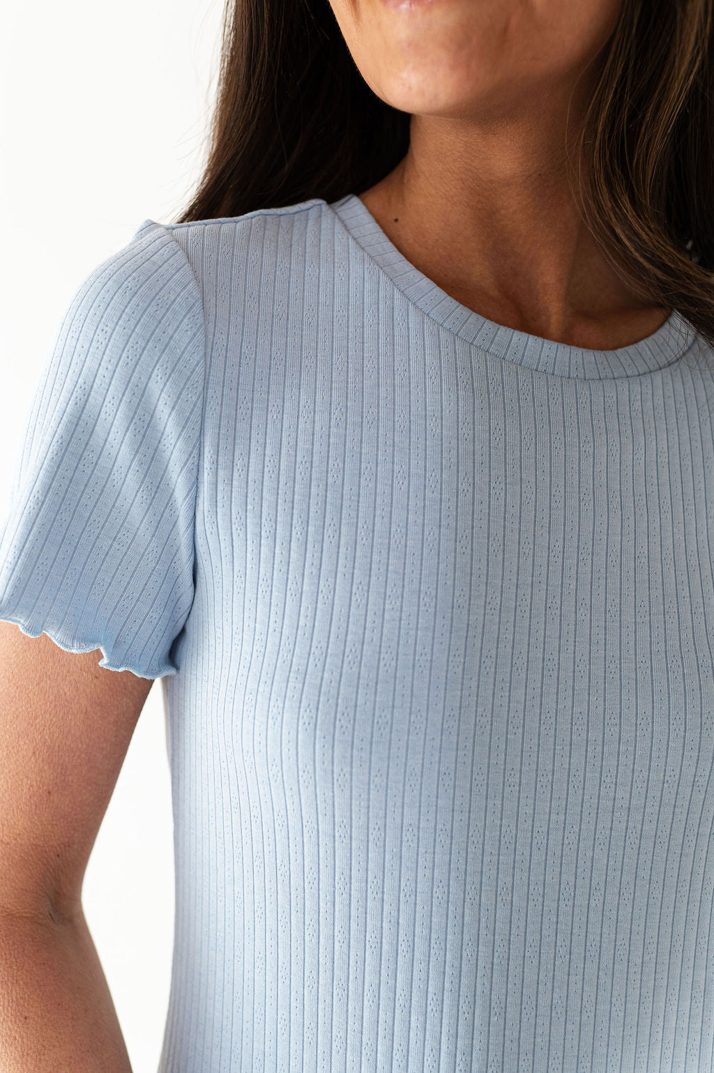 Natalie Pointelle Tee in Blue