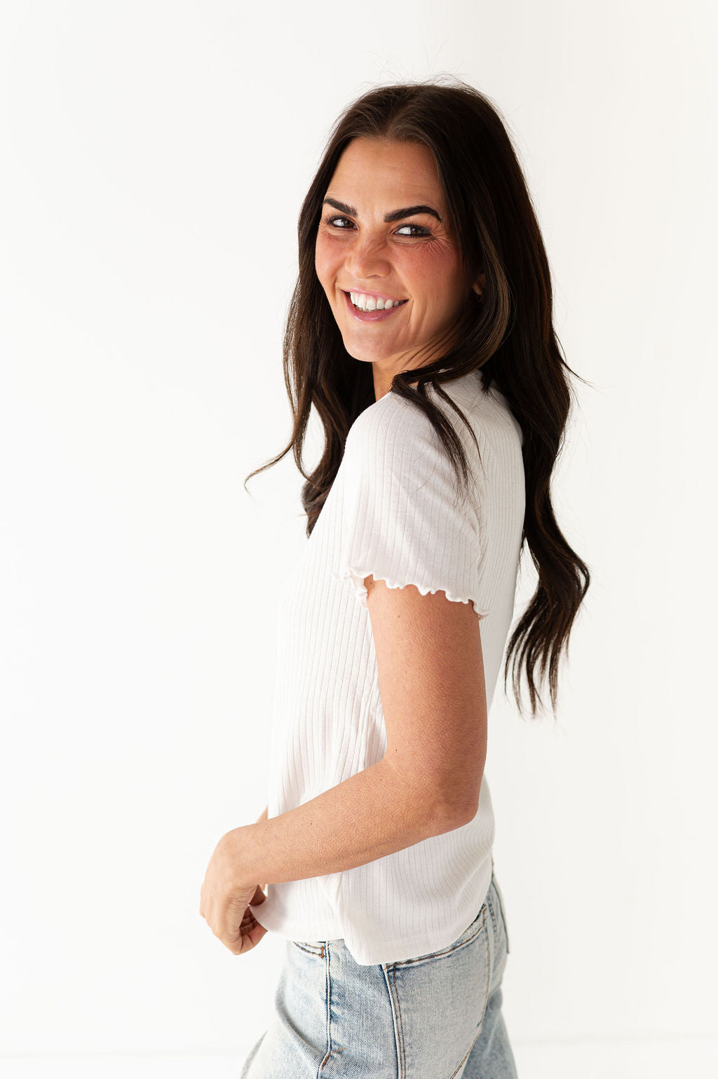 Natalie Pointelle Tee in White