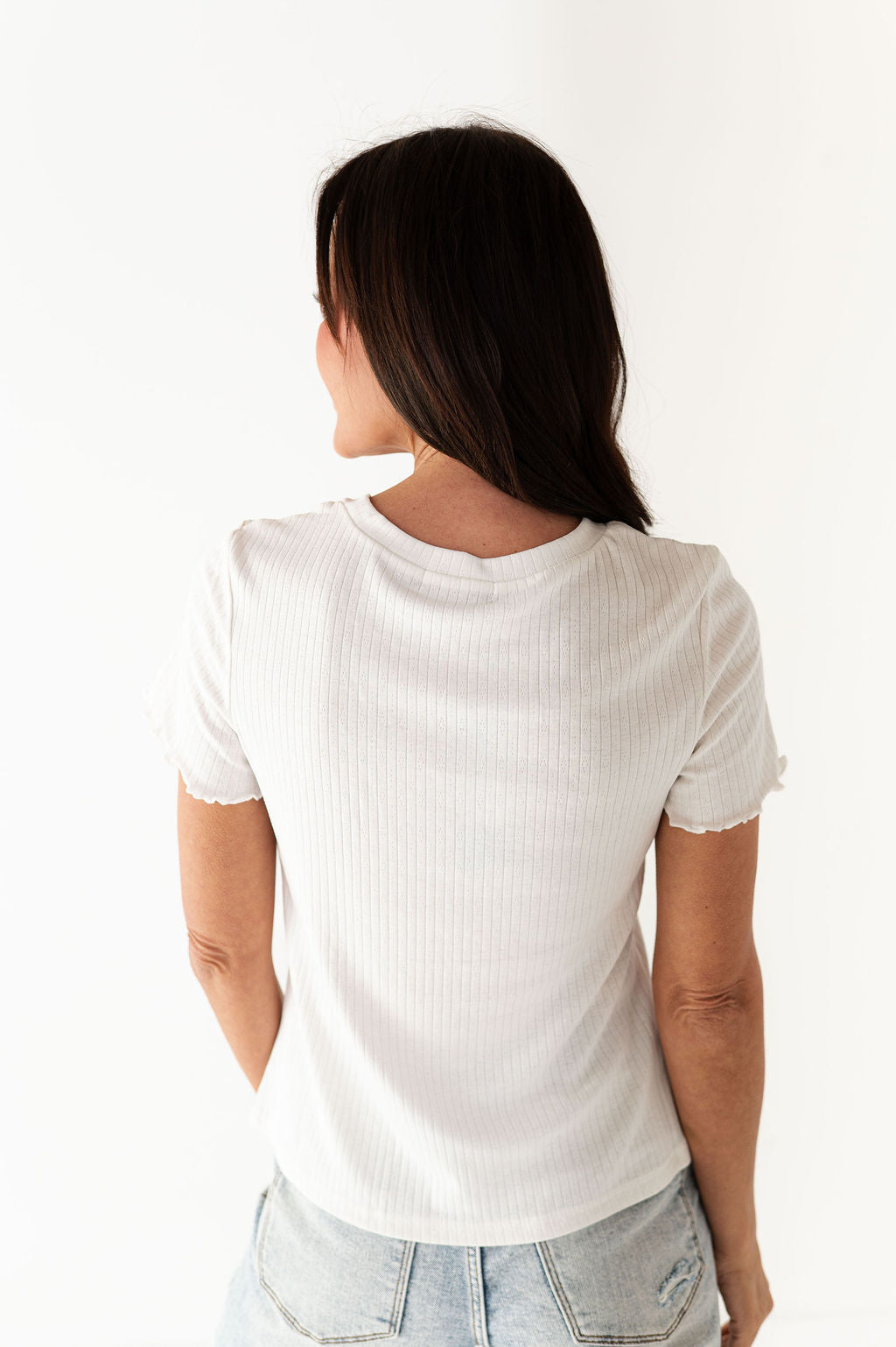 Natalie Pointelle Tee in White