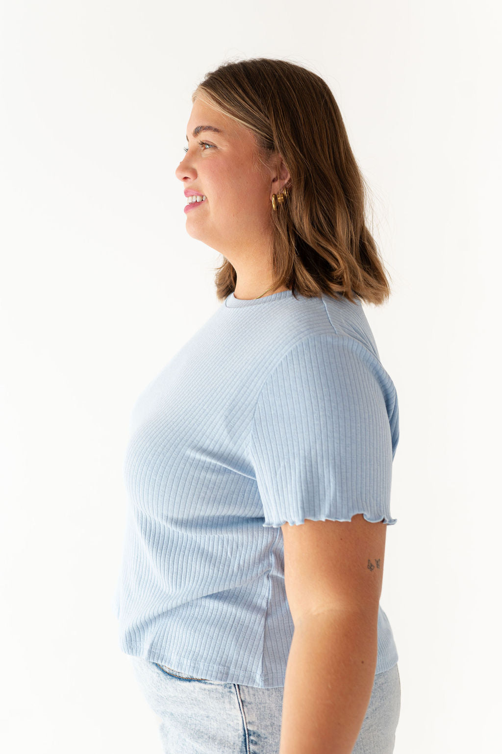 Natalie Pointelle Tee in Blue