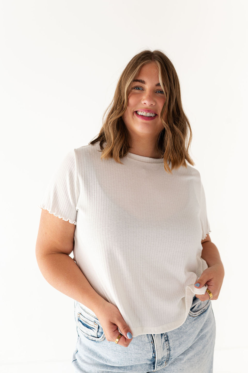 Natalie Pointelle Tee in White