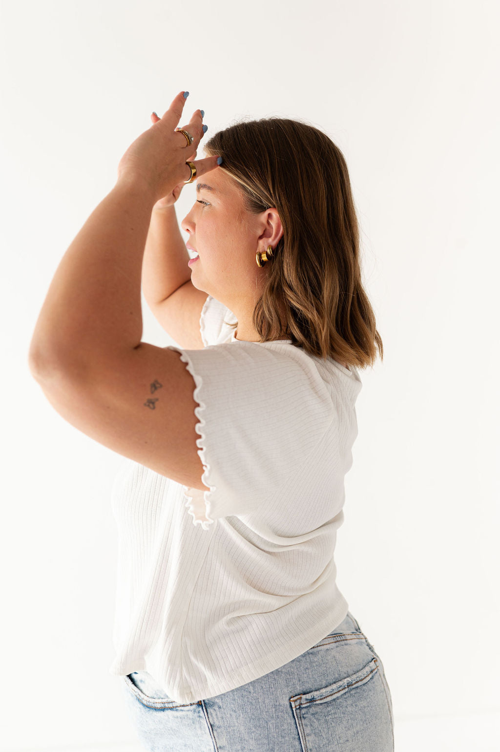 Natalie Pointelle Tee in White