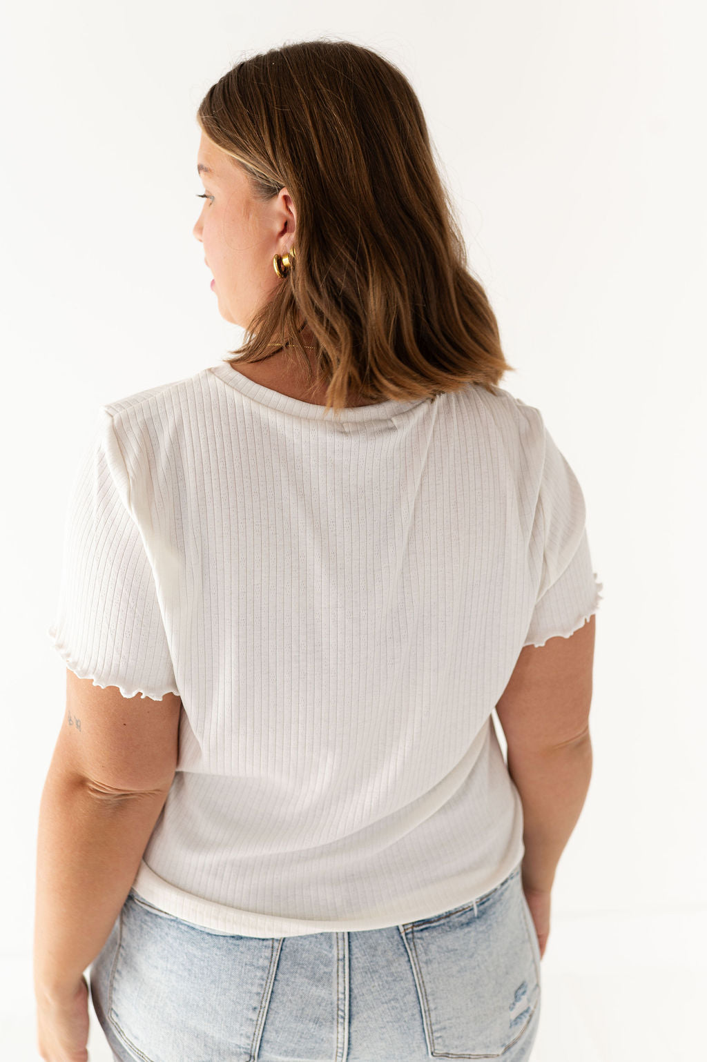 Natalie Pointelle Tee in White