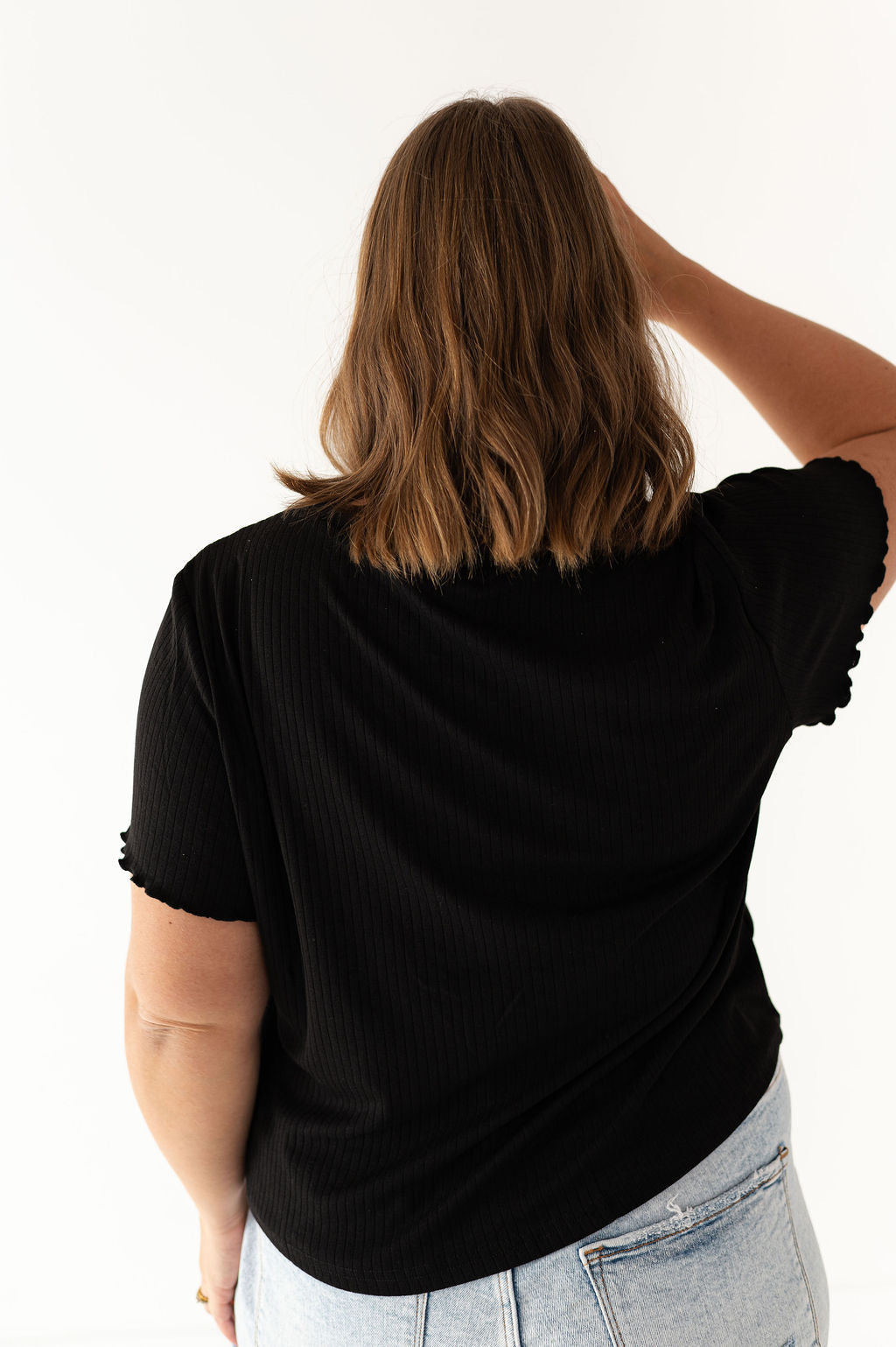 Natalie Pointelle Tee in Black