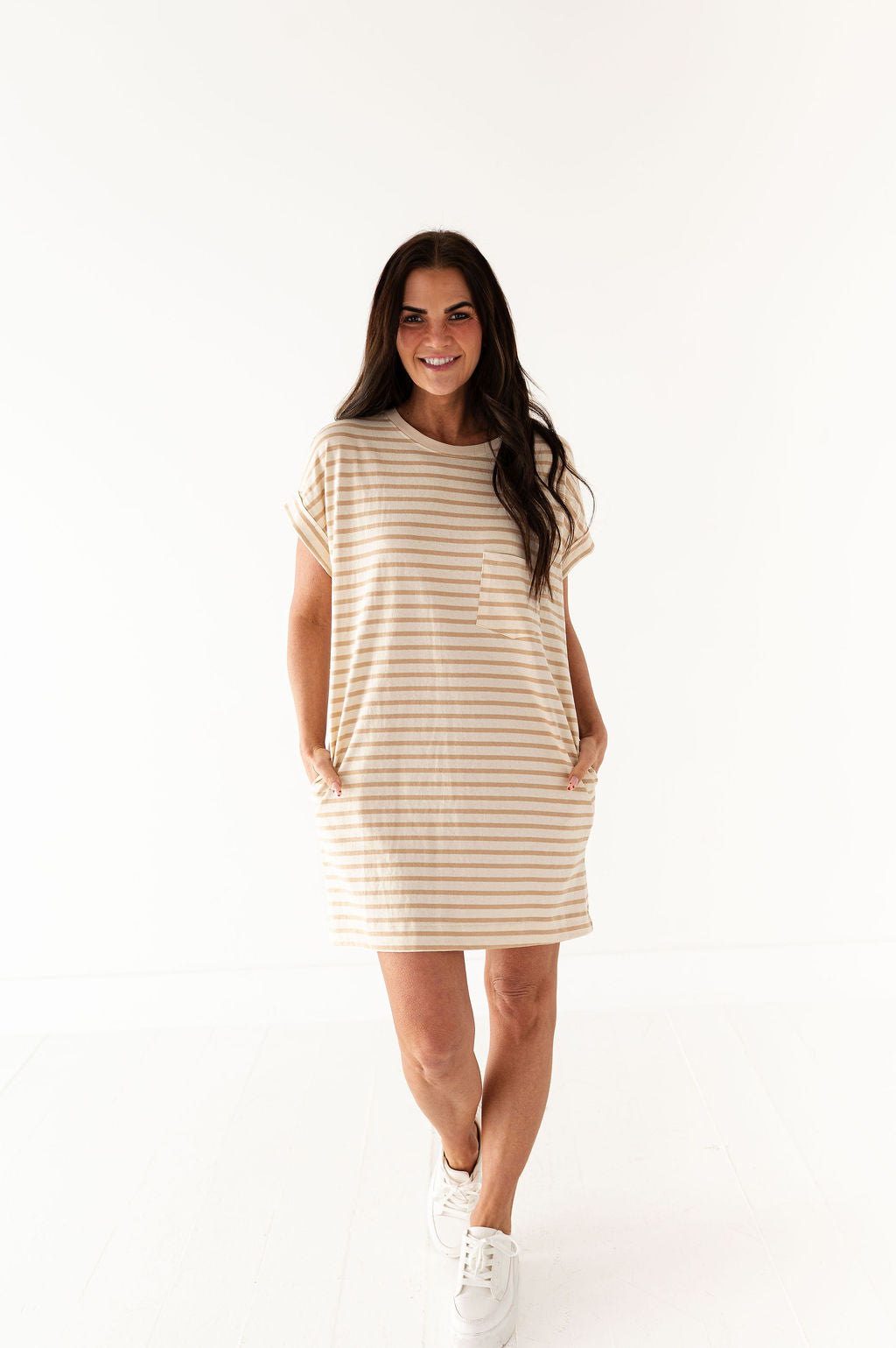 Becca T-Shirt Dress in Light Taupe