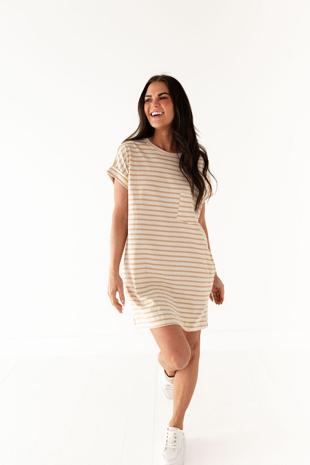 Becca T-Shirt Dress in Light Taupe