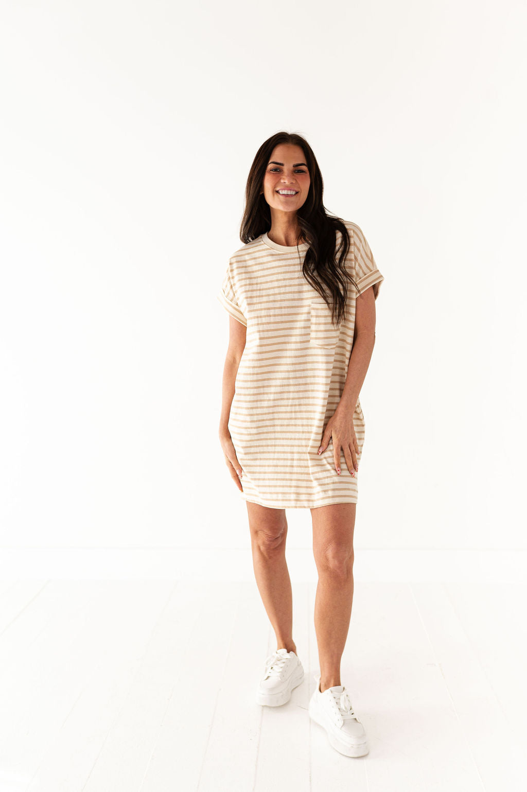 Becca T-Shirt Dress in Light Taupe