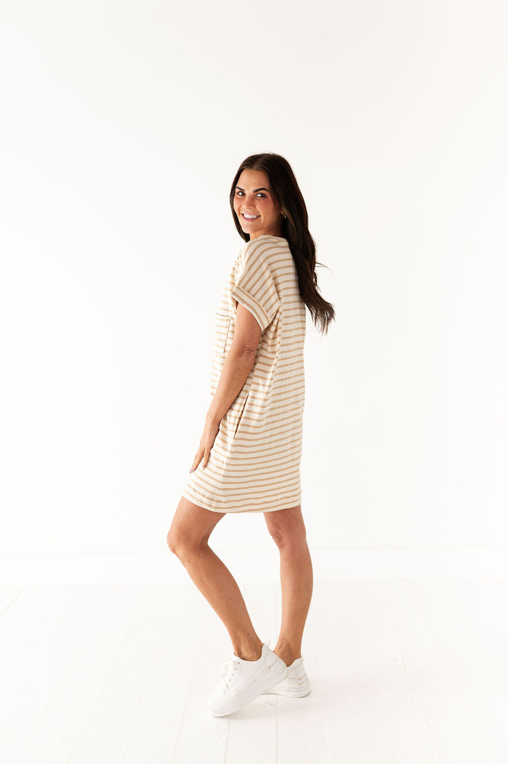 Becca T-Shirt Dress in Light Taupe