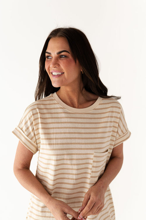 Becca T-Shirt Dress in Light Taupe